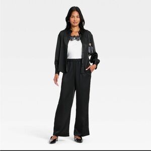 Women's satin pull on Black Pants